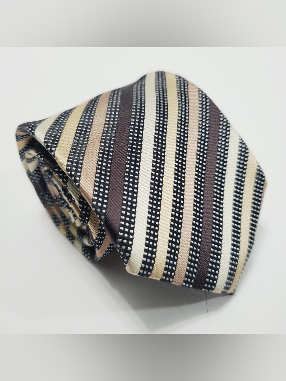 Samli Men's Neck Tie Brown Stripe Pattern Jacquard Fabric 58x3.25"